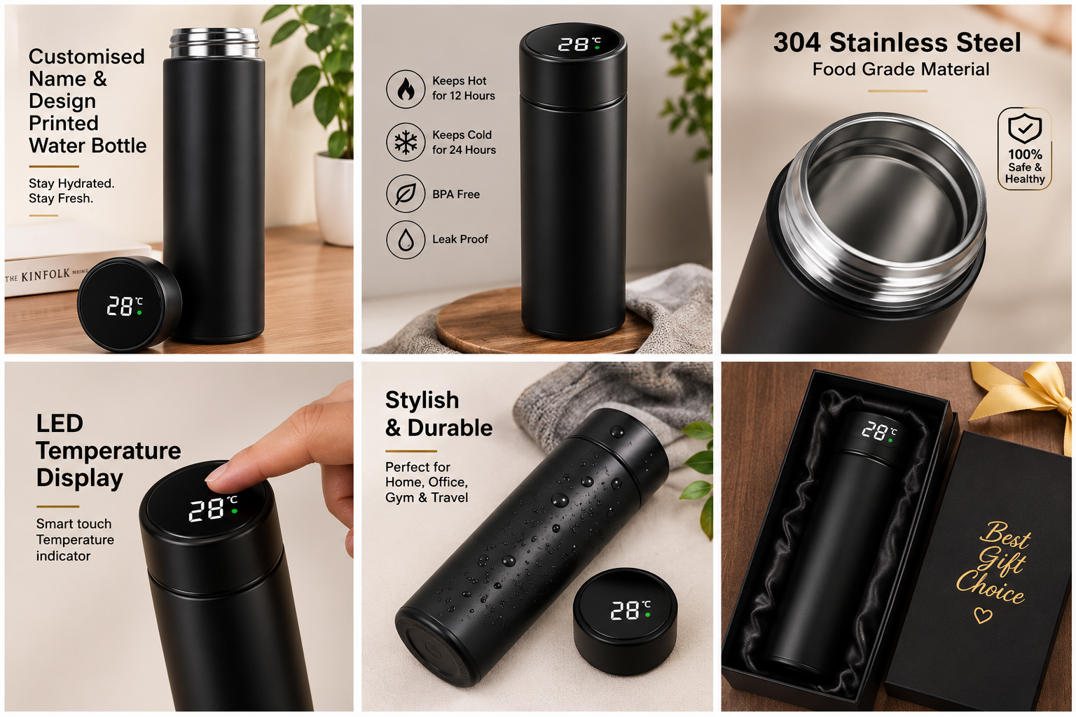 Customized Name & Photo Printed Temperature Water Bottle